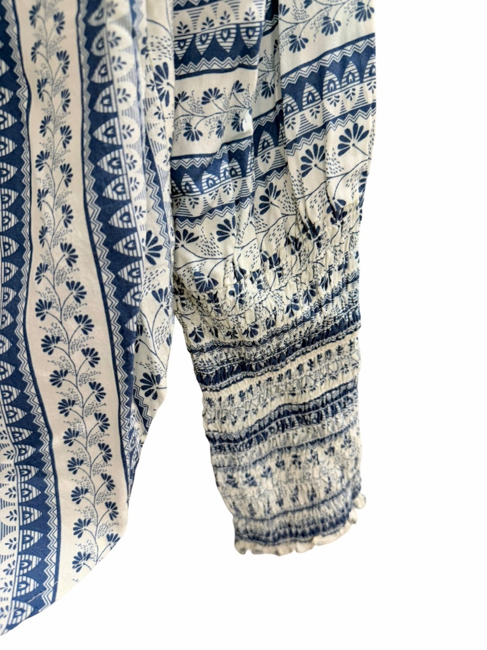 Sundance Blue Cream Boho Floral Print Ruffle Blouse Medium - Picture 5 of 9